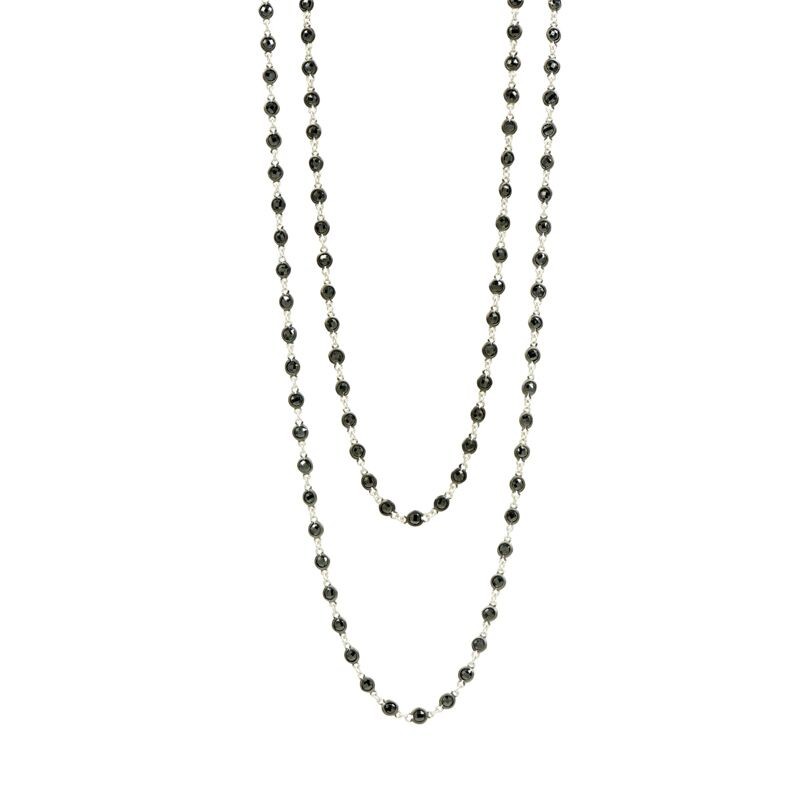 Silver Industrial Finish Stone Necklace