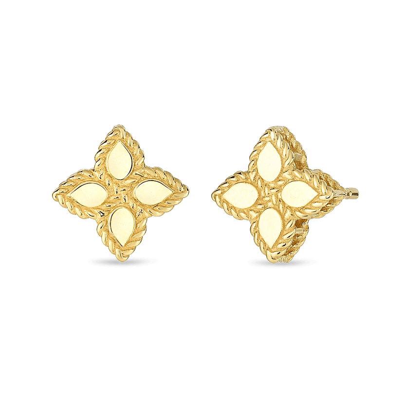 Yellow Gold Small Princess Flower Stud Earrings