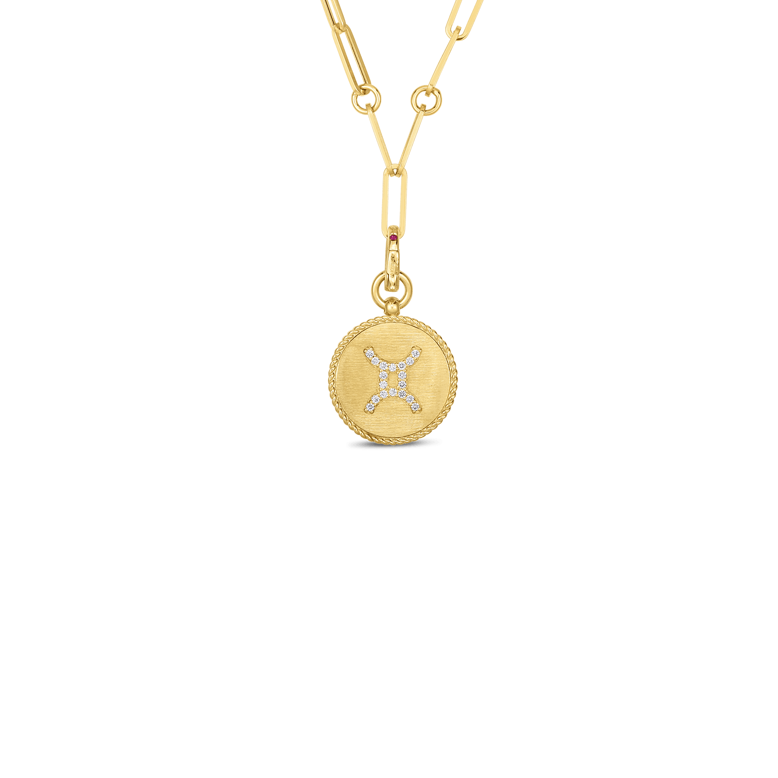 18K DIAMOND GEMINI ZODIAC MEDALLION PENDANT