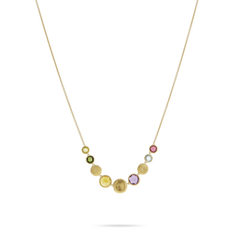 18K Yellow Gold Gemstone "Halfsie" Necklace