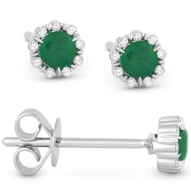 Round Emerald Diamond Earrings
