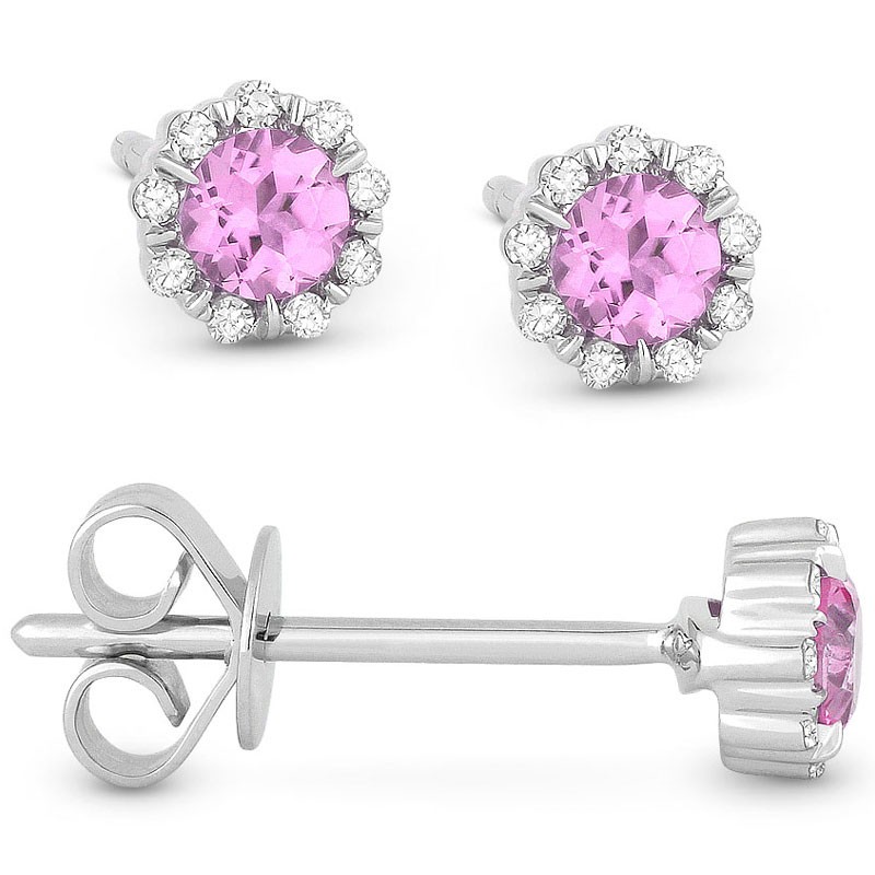 Round Corundum with Diamond Earrings