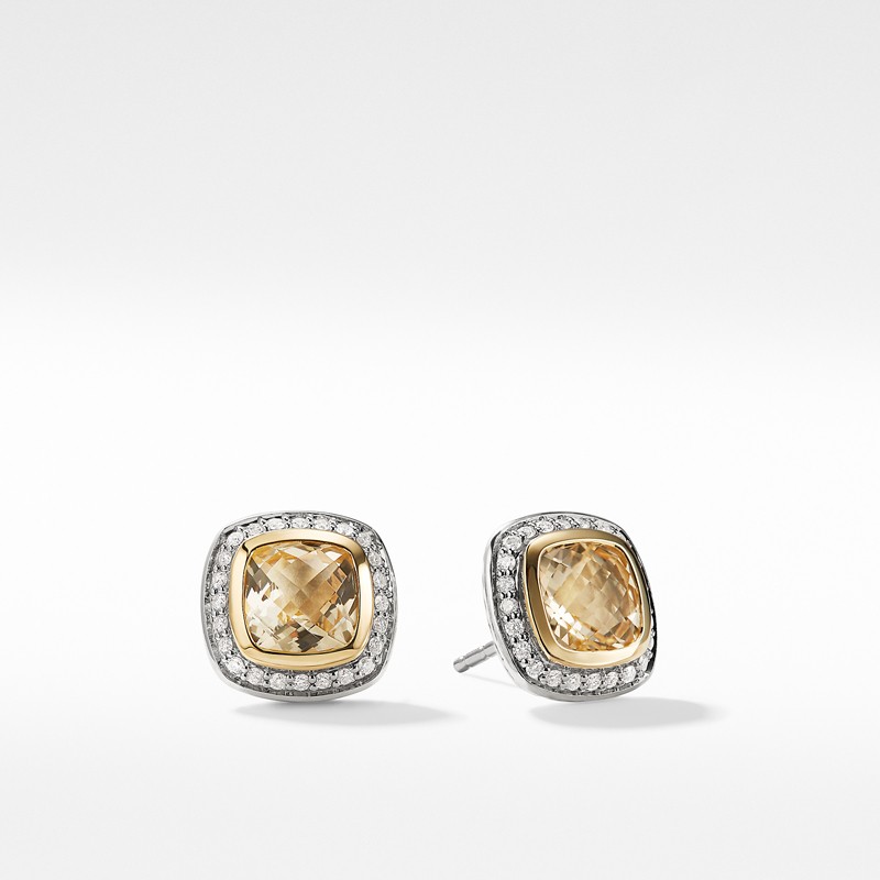 Earrings with Champgane Citrine and Diamonds with 18K Gold