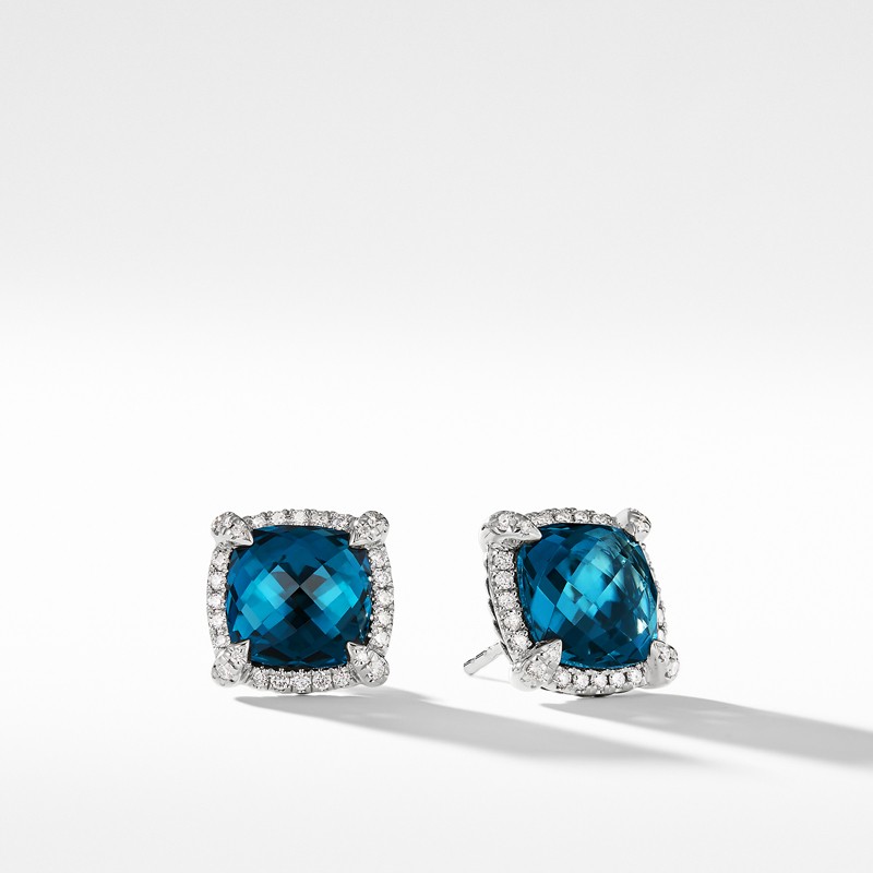 Chatelaine® Pavé Bezel Earring with Hampton Blue Topaz and Diamonds mm