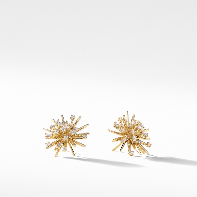 Supernova Stud Earrings with Diamonds in 18K Gold