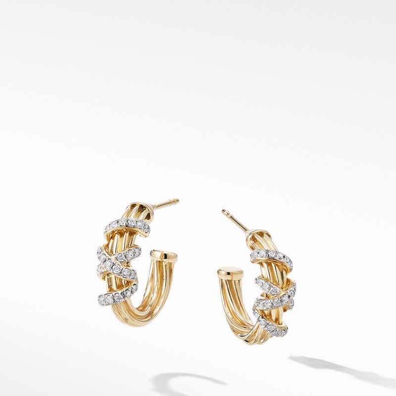 Helena Small Hoop Earring in 18K Yellow Gold with Diamonds