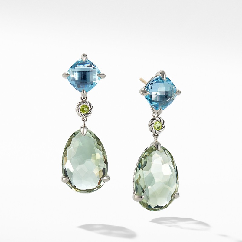 Chatelaine® Drop Earrings with Prasiolite, Blue Topaz and Peridot