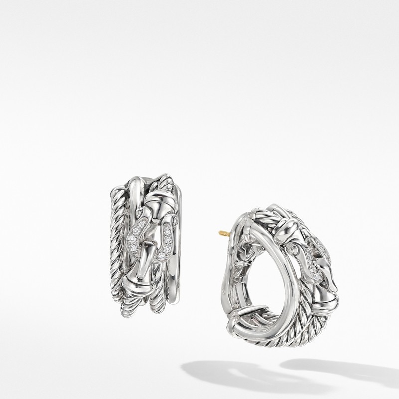 Buckle Shrimp Earrings with Diamonds