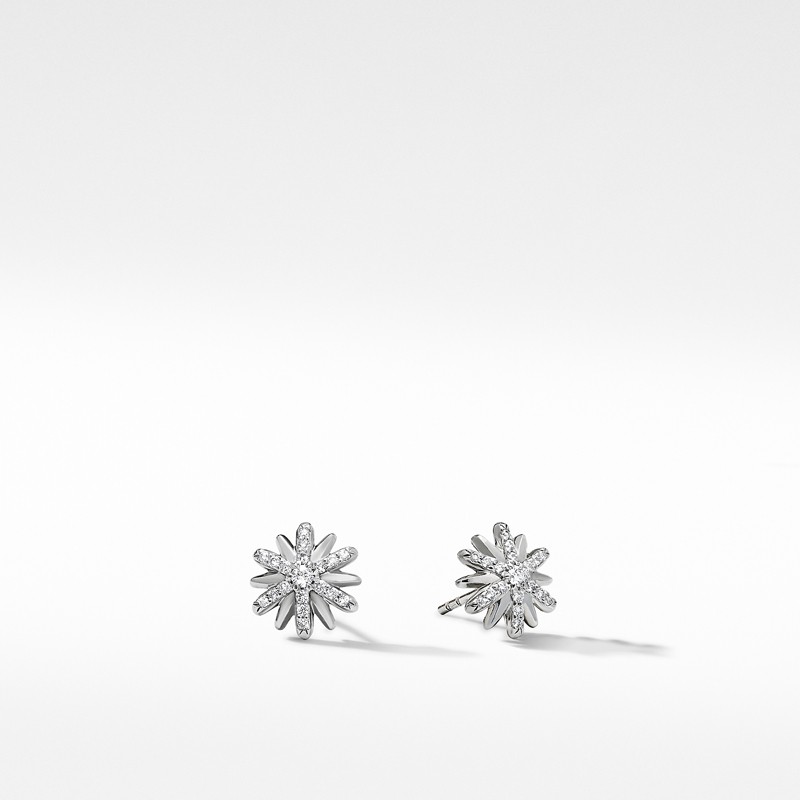 Petite Starburst Stud Earrings with Pavé Diamonds