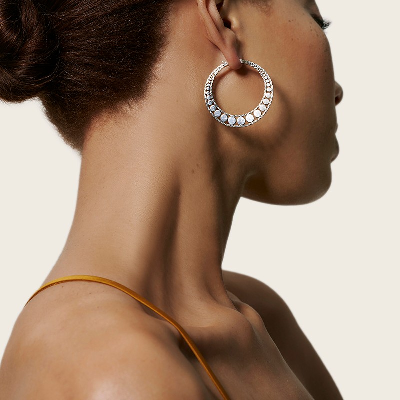 Dot Silver Small Hoop Earrings