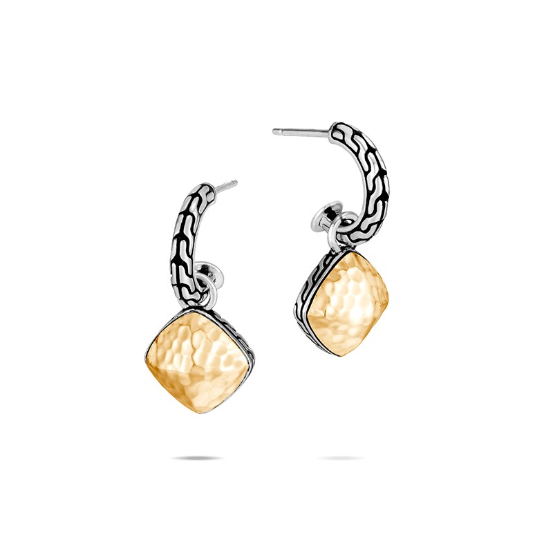 Classic Chain Hammered Cluster Drop Earrings