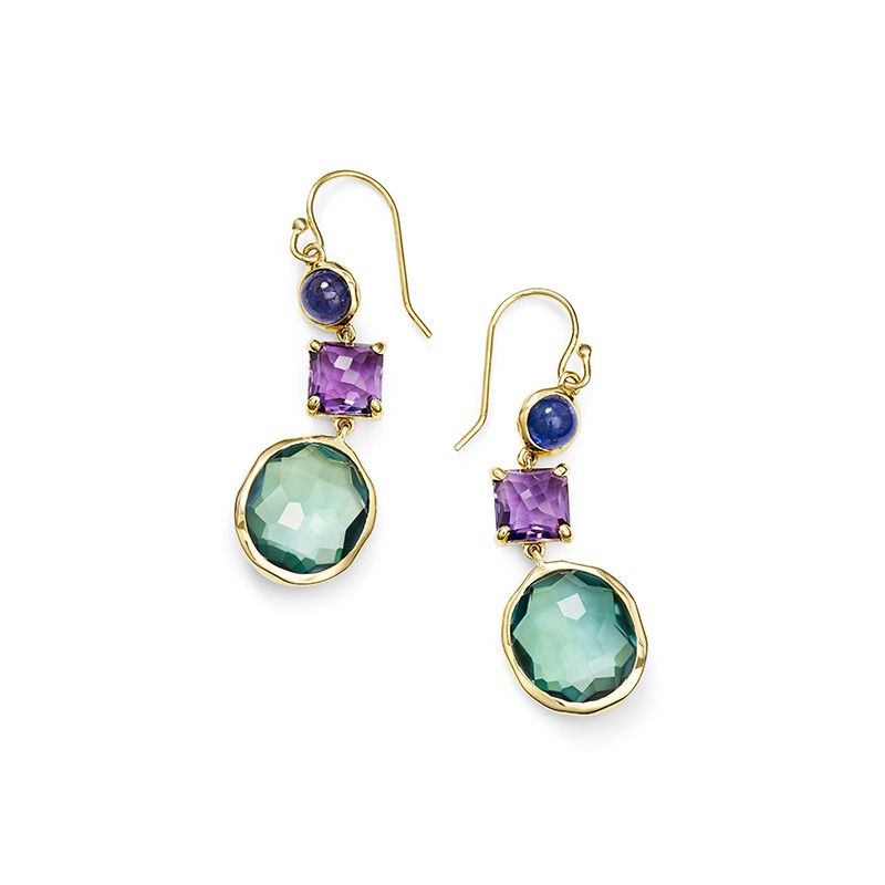 3 Stone Drop Earrings