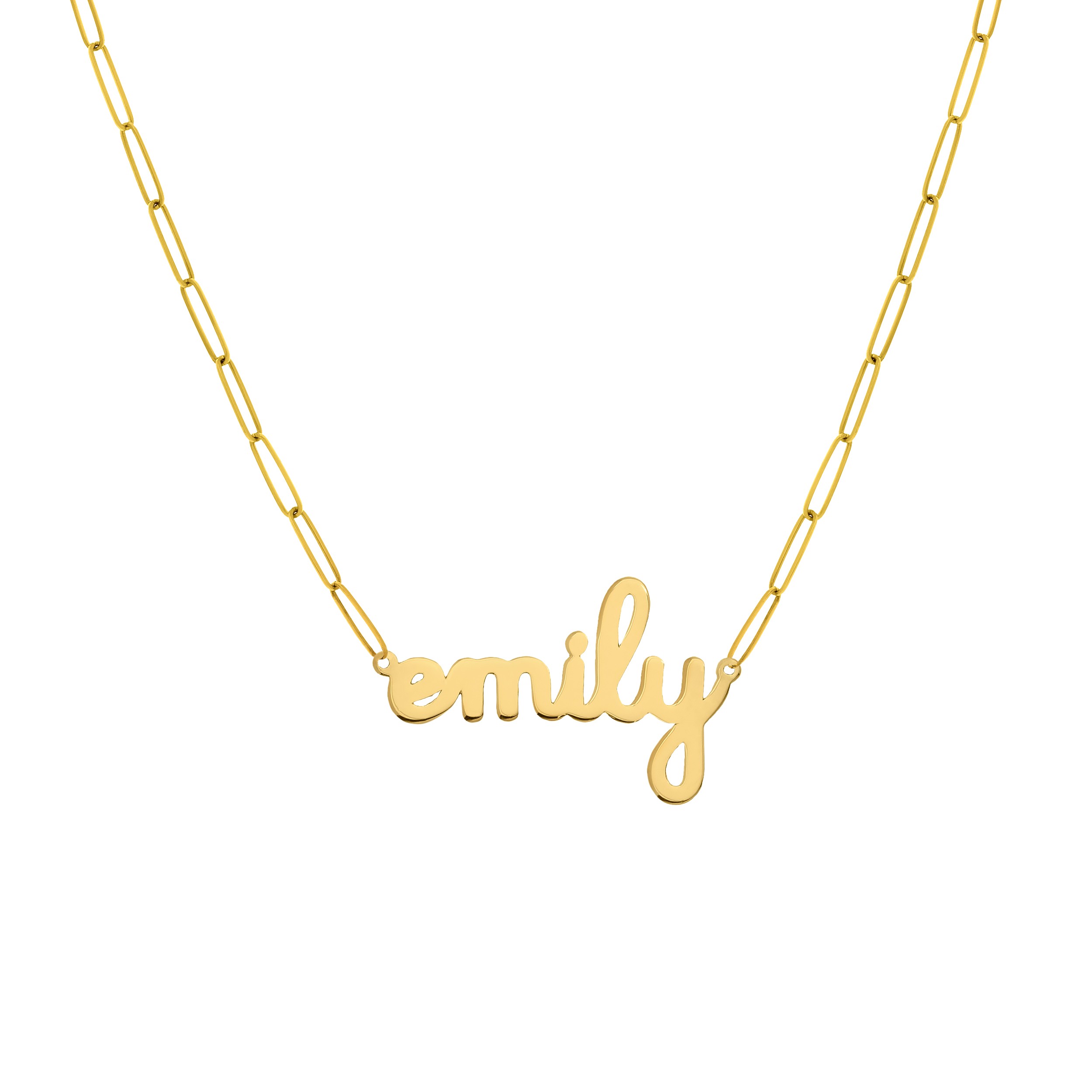 Yellow Gold EMILY Paper Clip Chain Necklace