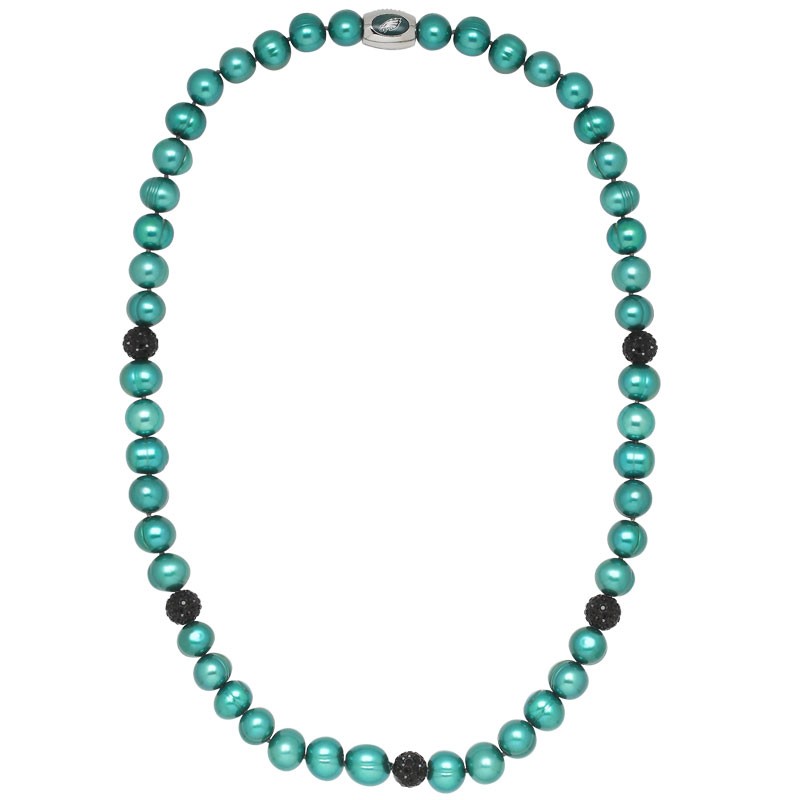 Philadelphia Eagles Pearl and Crystal Necklace