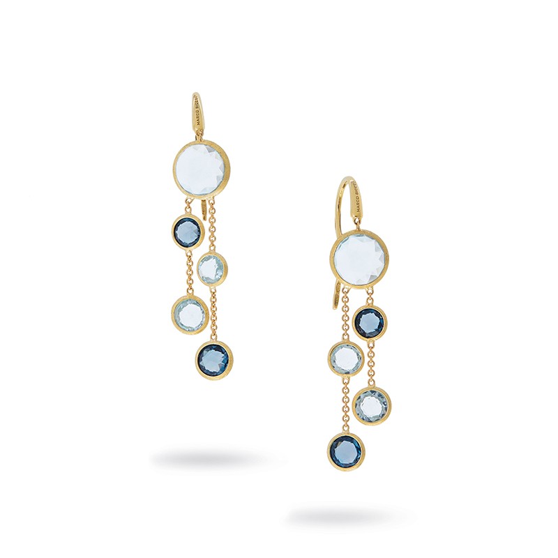 Jaipur Mixed Blue Topaz Two Strand Earrings