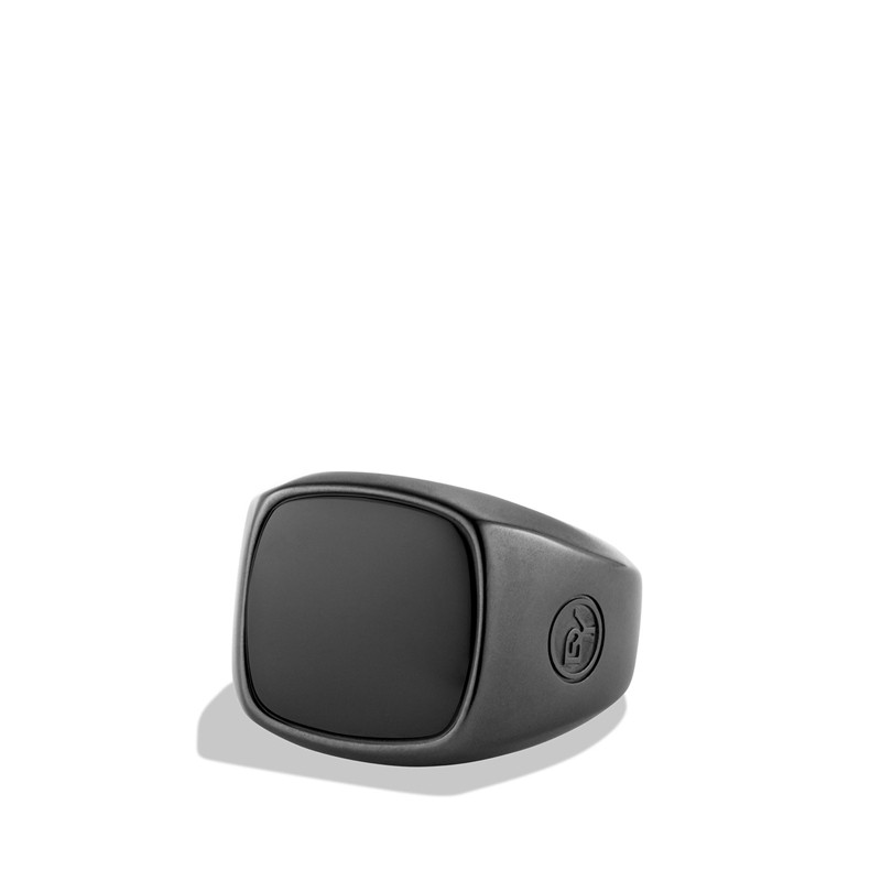 Exotic Stone Signet Ring with Black Onyx