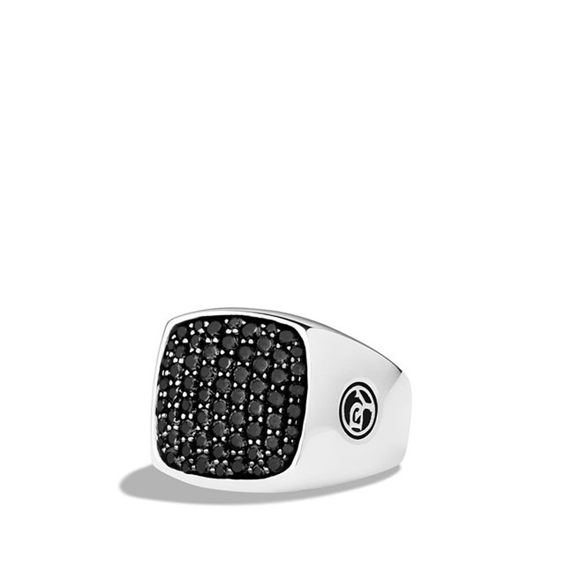 Pavé Signet Ring with Black Diamonds