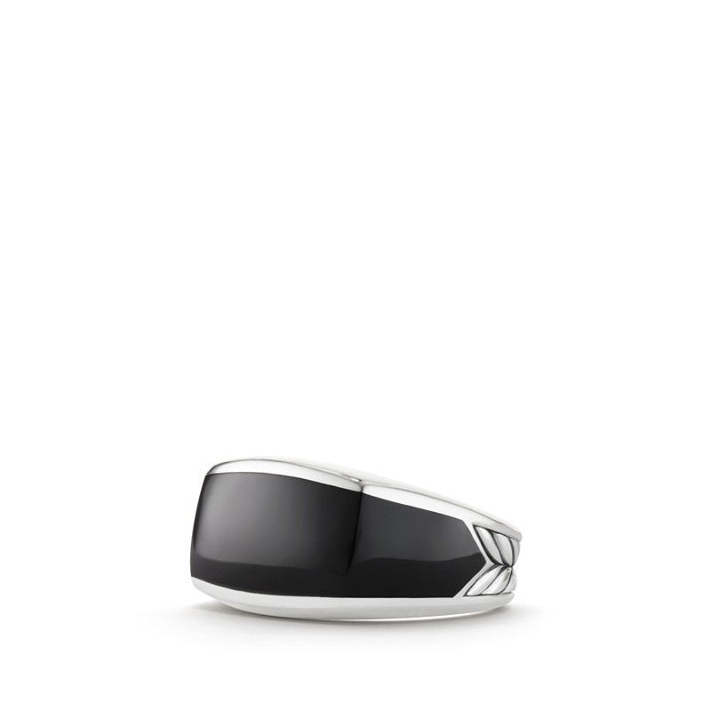 Exotic Stone Narrow Three-Sided Ring with Black Onyx