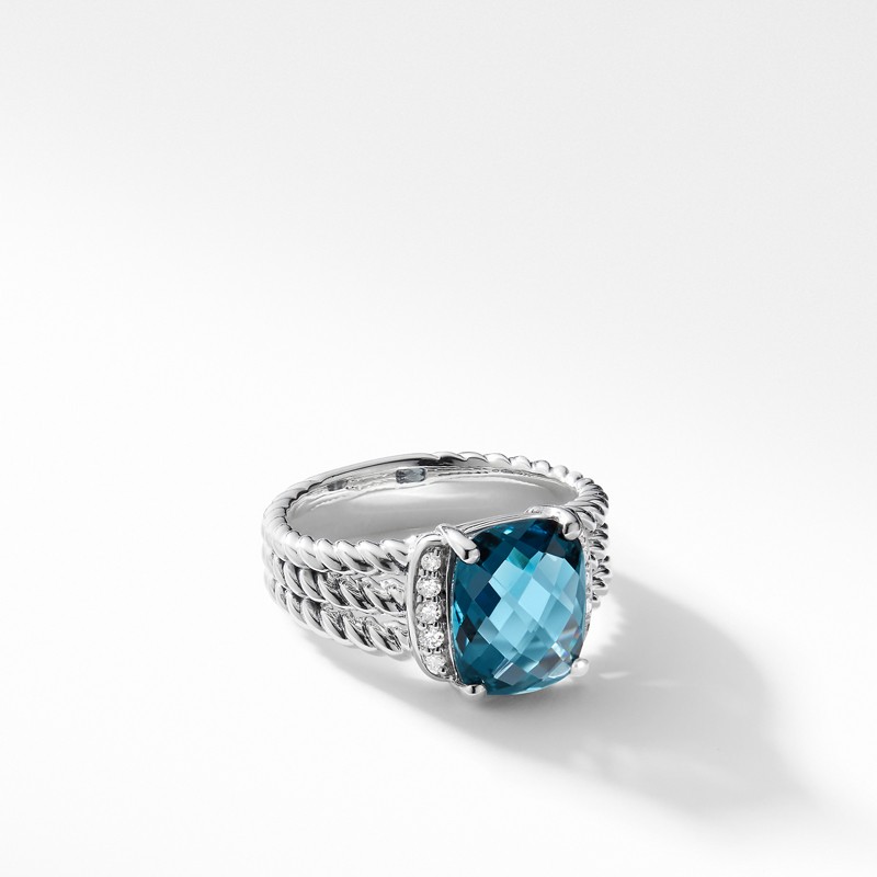 Petite Wheaton® Ring with Hampton Blue Topaz and Diamonds