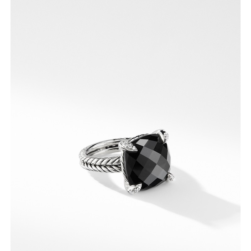 Chatelaine Ring with Black Onyx and Diamonds