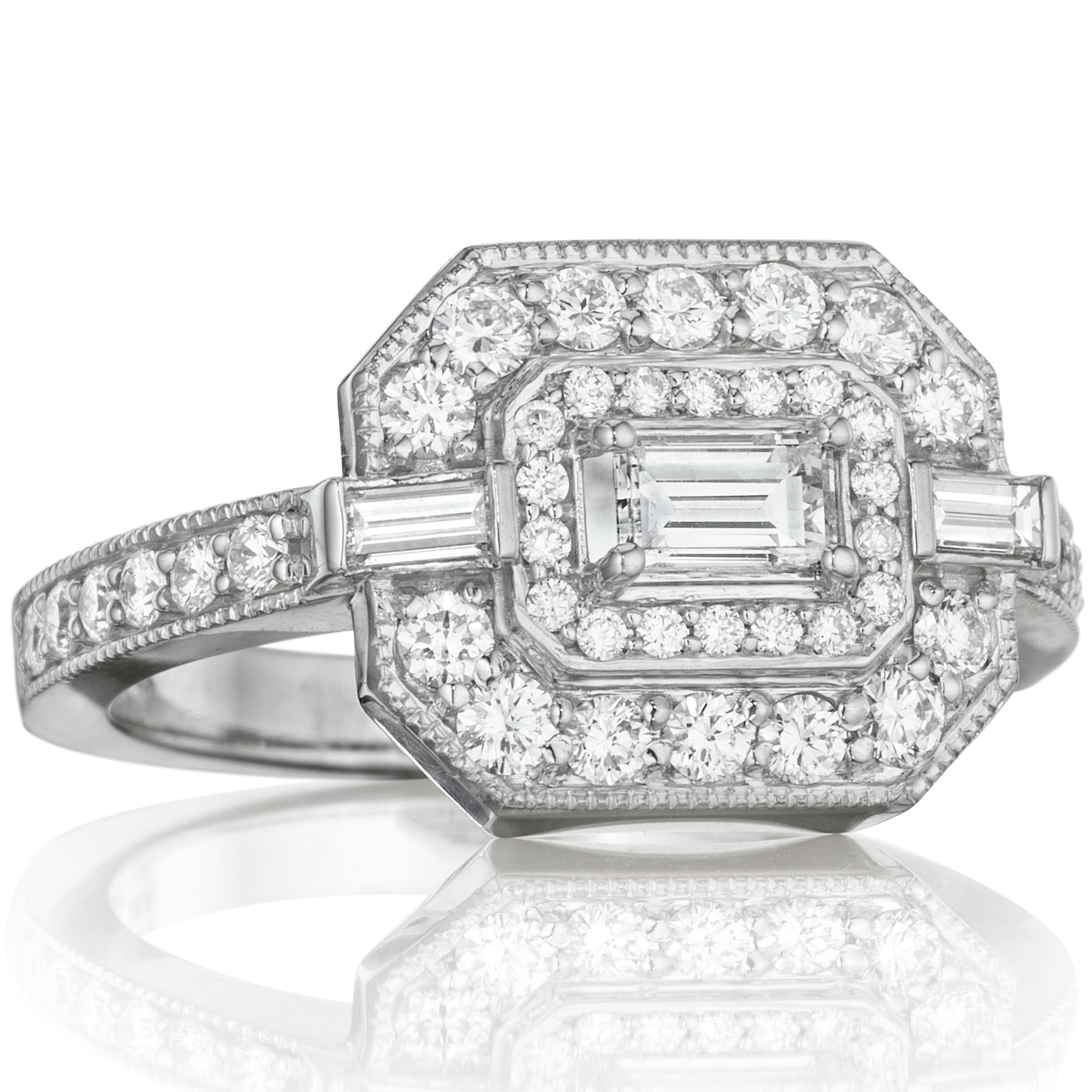18k White Gold Double Pave Diamond Ring