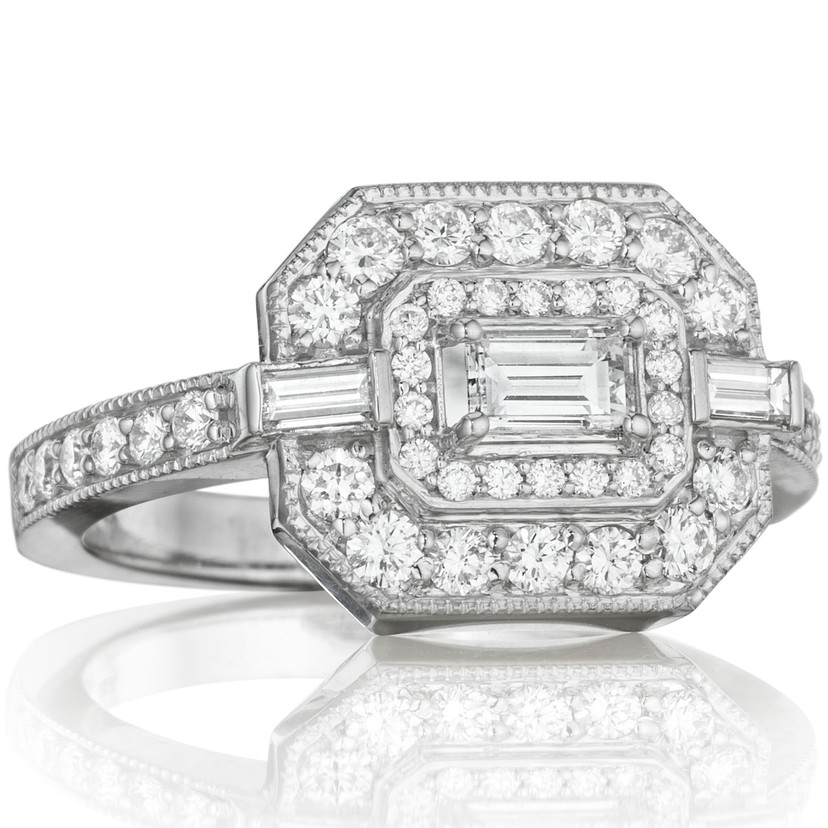 18k White Gold Double Pave Diamond Ring