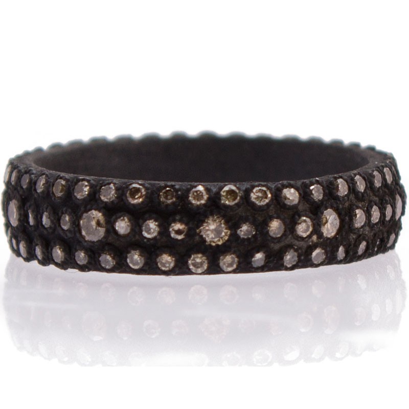 Silver with Black Rhodium Eternity Ring with Diamonds
