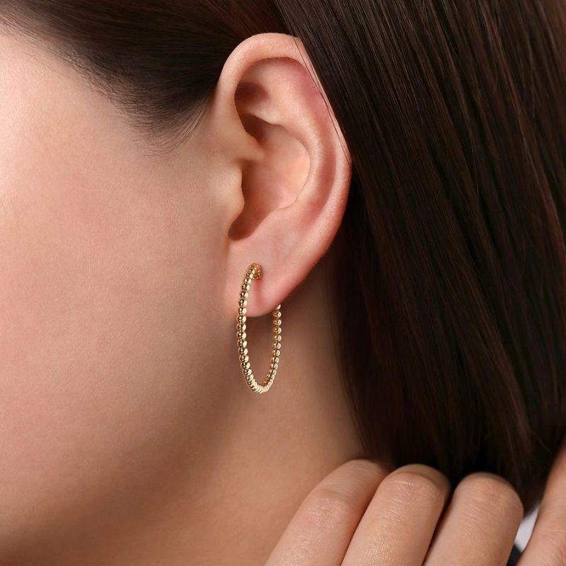 Yellow Gold 30mm Bujukan Hoop Earrings