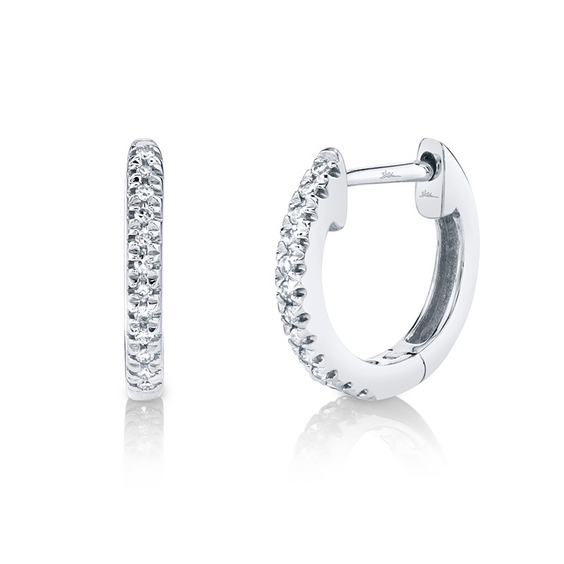 White Gold and Diamond Huggie Earrings