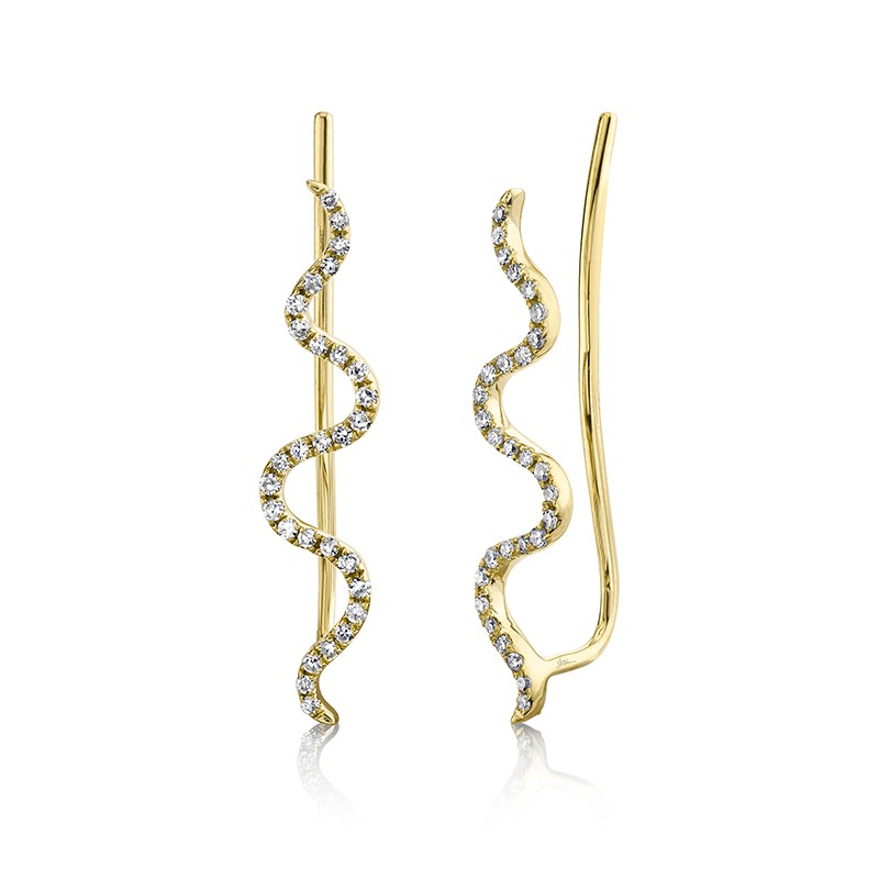 Yellow Gold Diamond Wavy Ear Climber