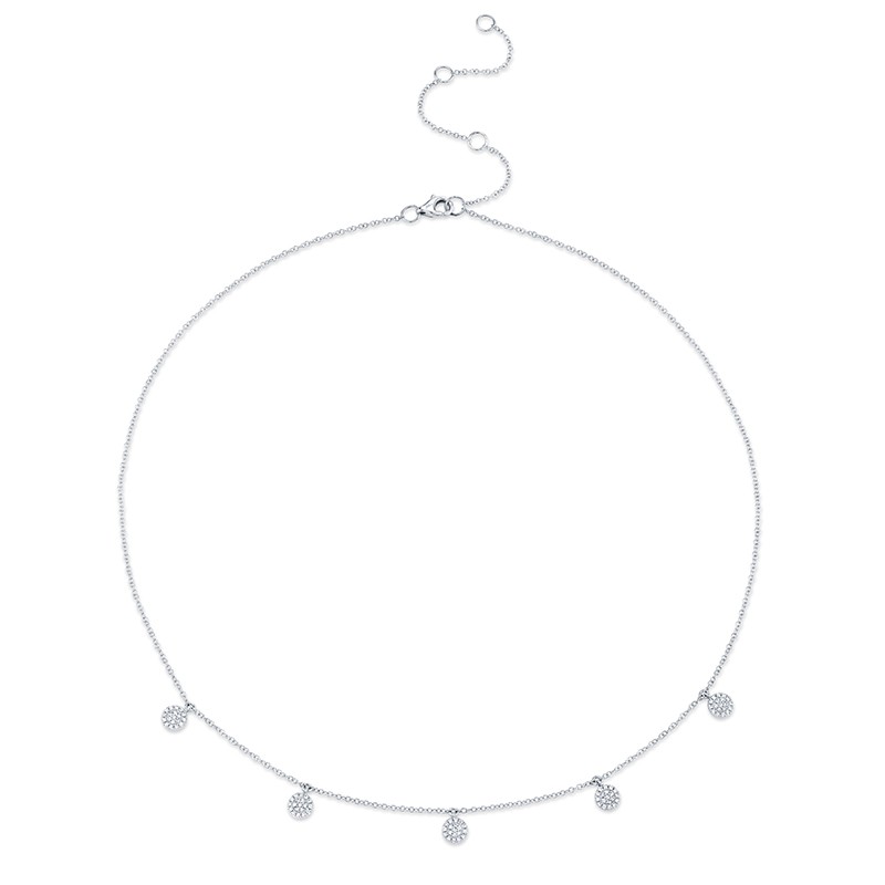 White Gold and Diamond 5 Circle Dangle Necklace