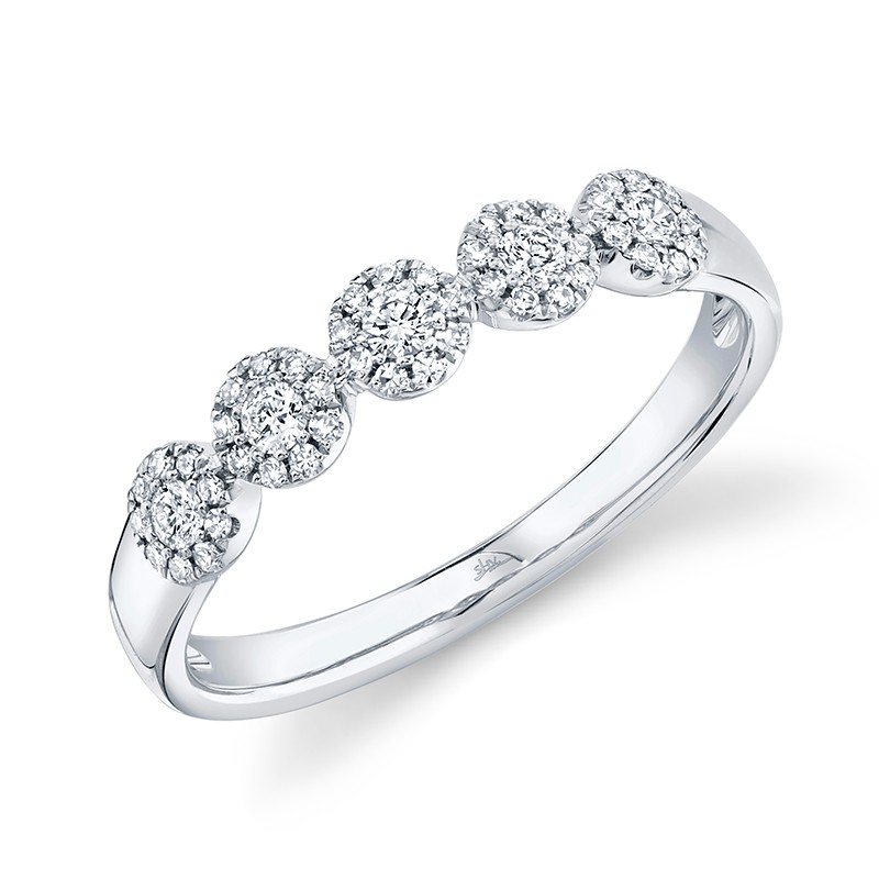 White Gold and Diamond 5 Round Cluster Stack Ring