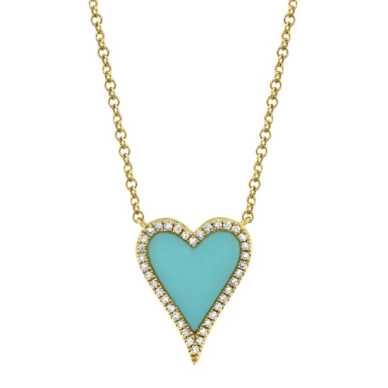 Turquoise Diamond Heart Necklace