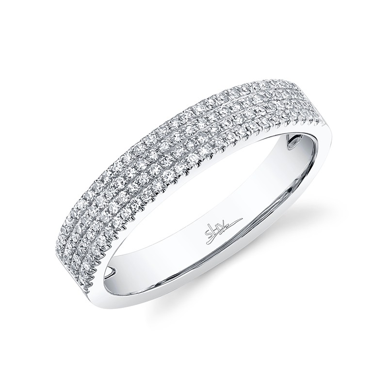 White Gold and 4 Row Diamond Stack Ring