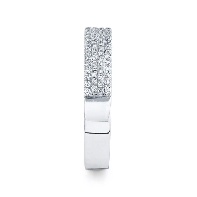 White Gold and 4 Row Diamond Stack Ring