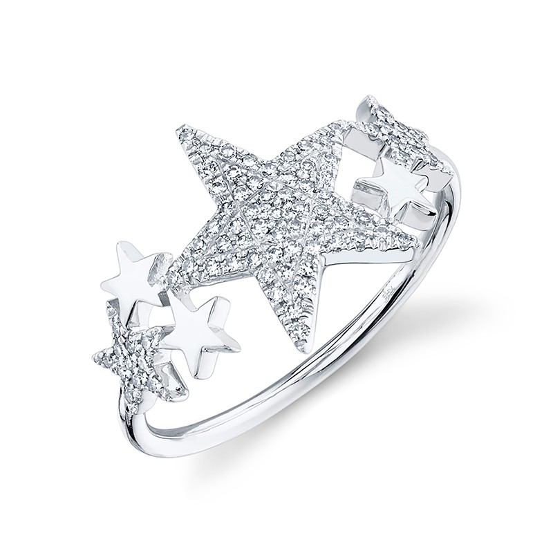White Gold Diamond Star Ring