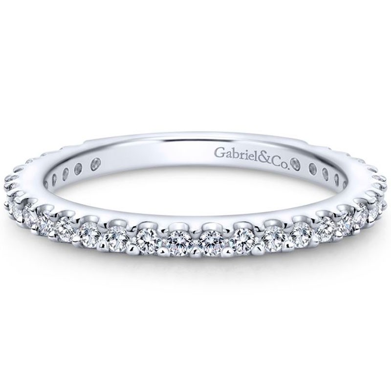 14k White Gold Prong Set Diamond Wedding Band