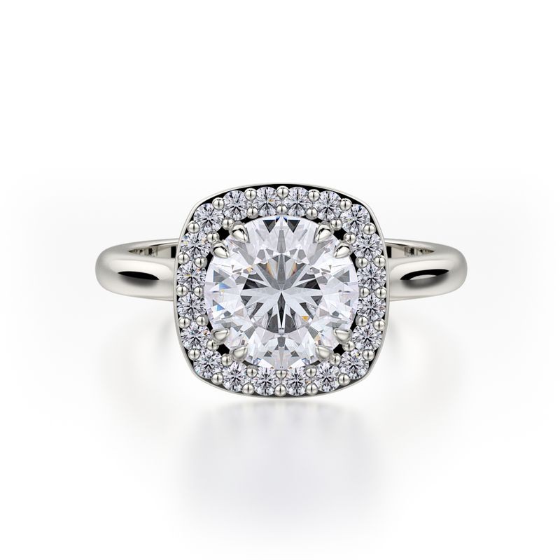 18k White Gold Cushion Halo Diamond Engagement Mounting