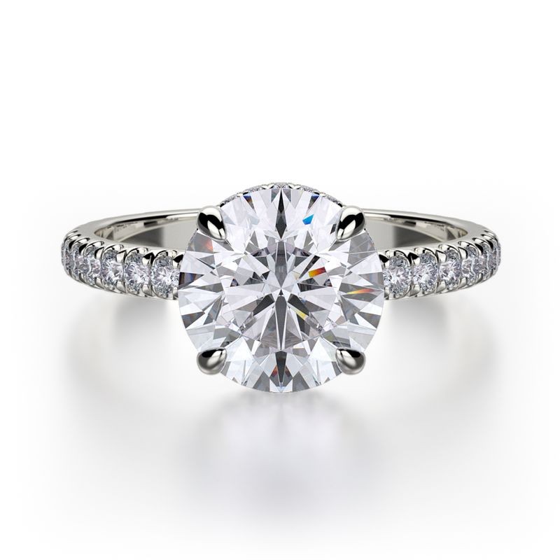 18k White Gold Hidden Halo Diamond Engagement Mounting