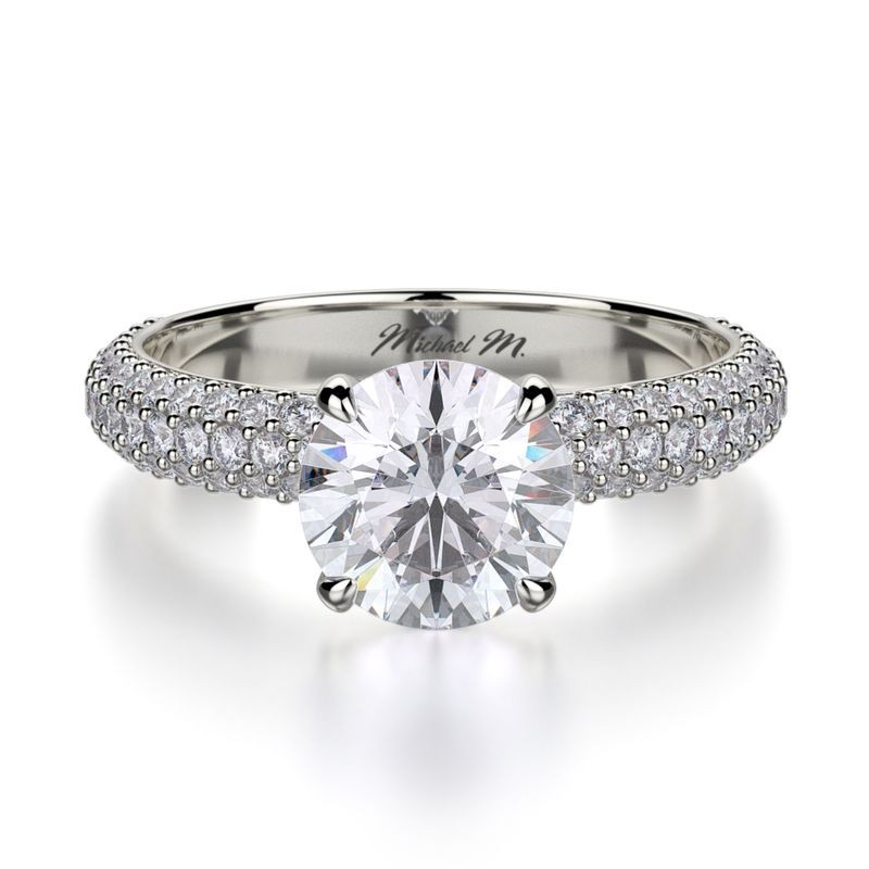 18k White Gold 3 Row Diamond Engagement Mounting