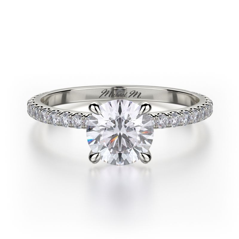 18k White Gold Thin Diamond Engagement Mounting