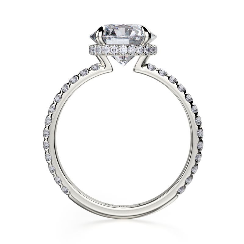 18k White Gold Hidden Halo Diamond Engagement Mounting