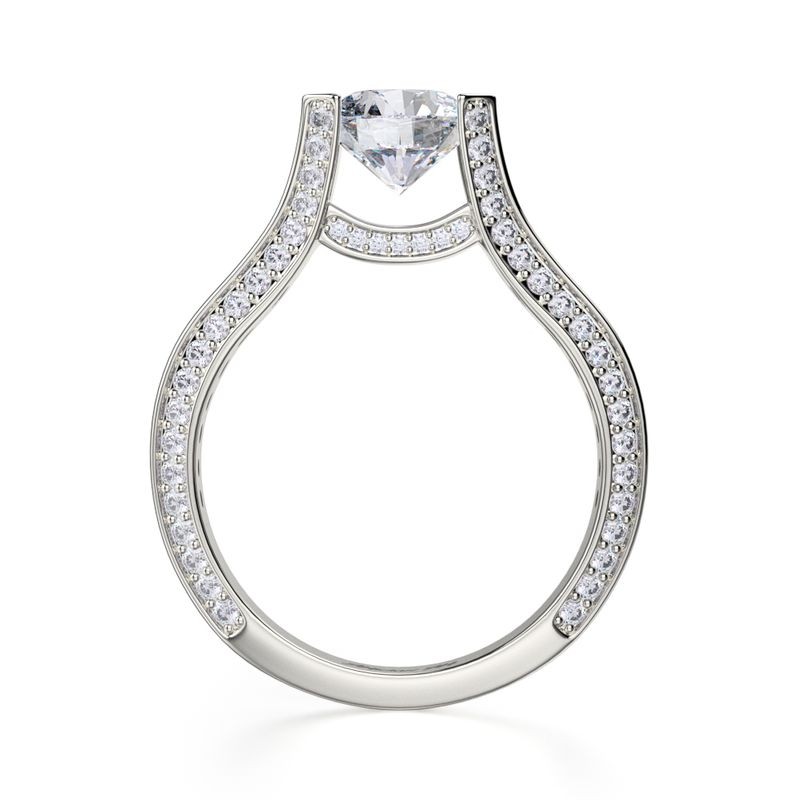 18k White Gold Round Engagement Ring Mounting