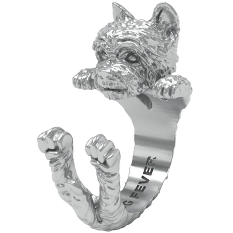 Sterling Silver Yorkshire Terrier Hug Ring