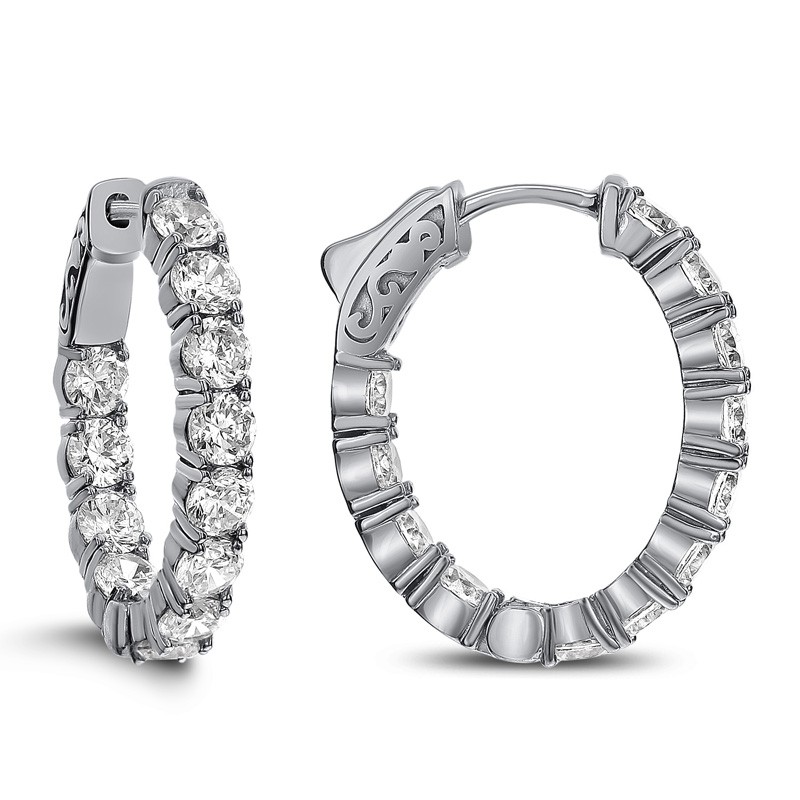 18k White Gold 29mm Oval Hoop Earrings