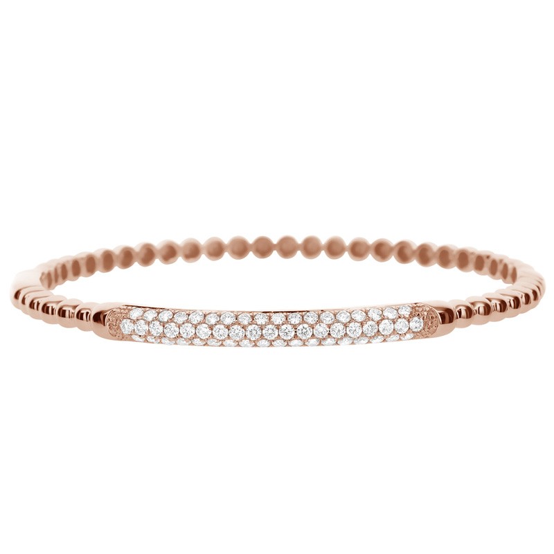 18k Rose Gold Pave Diamond Bead Bangle