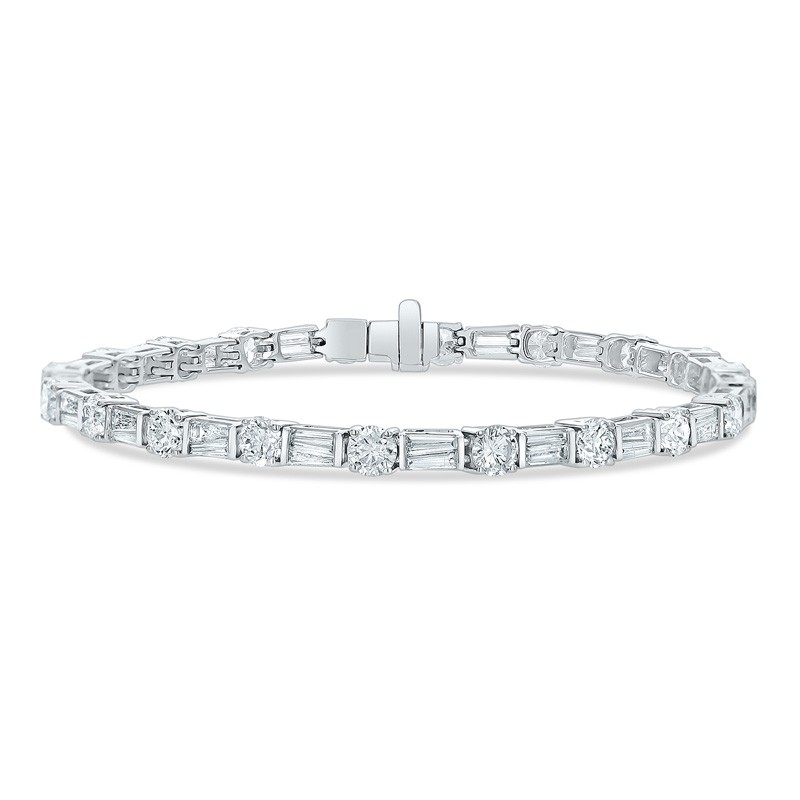 18k White Gold Multiple Shape Diamond Tennis Bracelet