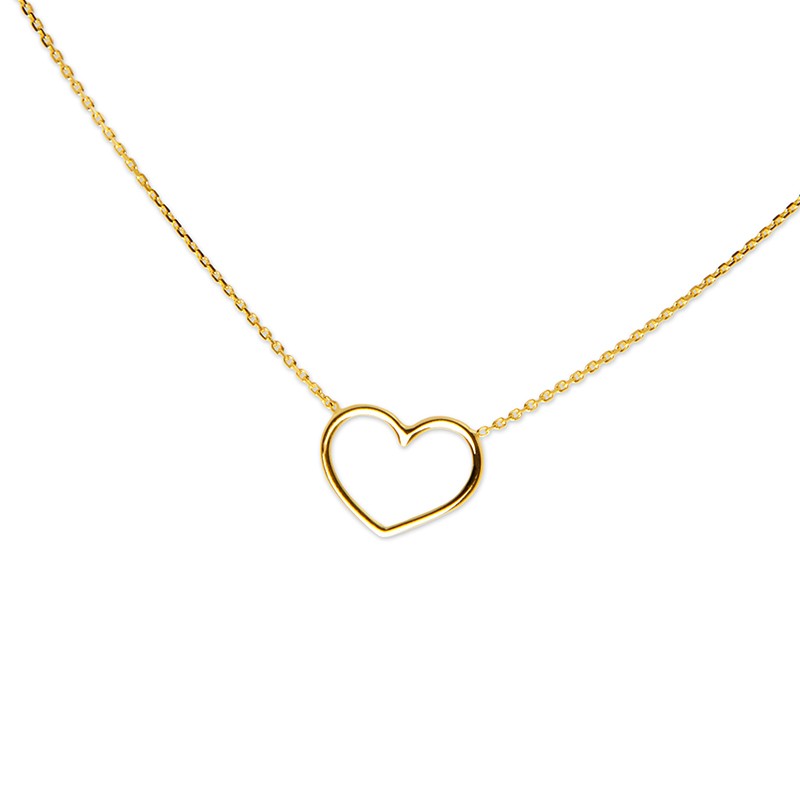 Yellow Gold Open Heart Necklace