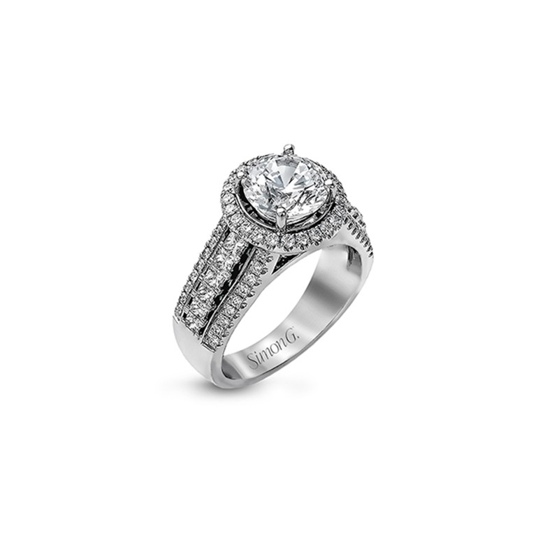 18k White Gold Edge Engagement Ring Mounting