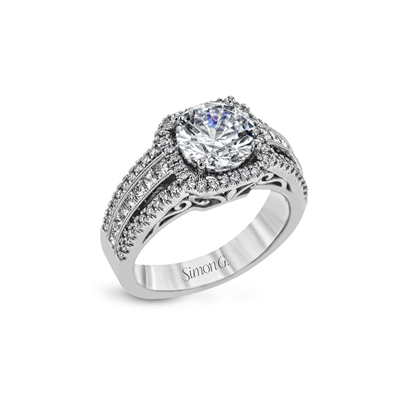 18k White Gold Octagon Engagement Ring Mounting